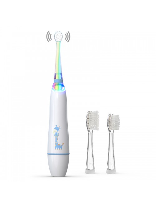 Penguin LED light children's sonic electric toothbrush (3-12 years old), children's soft bristle brush head (battery type)