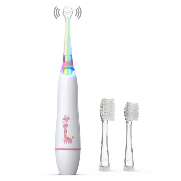 Penguin LED light children's sonic electric toothbrush (3-12 years old), children's soft bristle brush head (battery type)