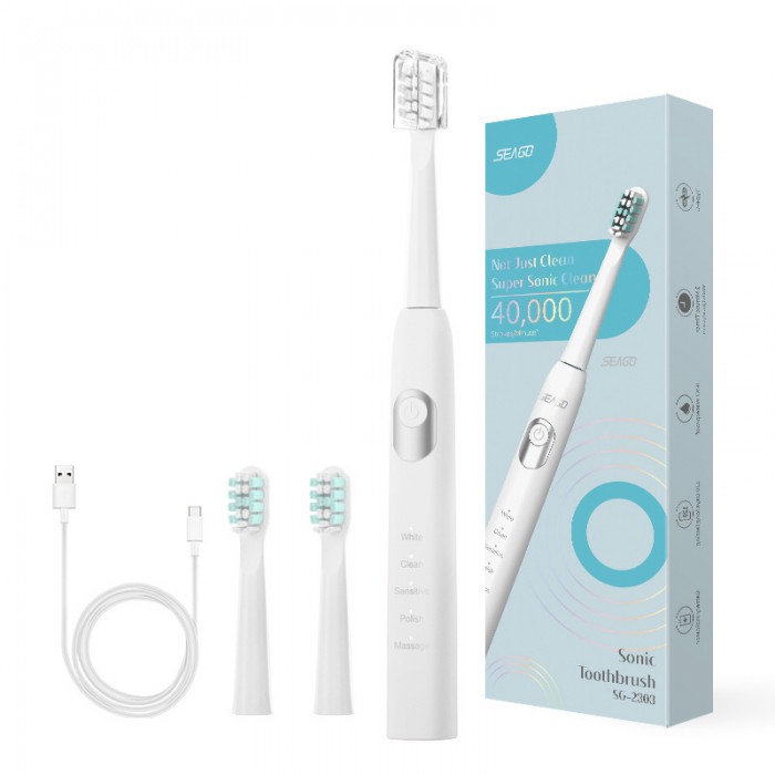 High-end adult sonic electric toothbrush, IPX7 waterproof, two-color optional (Type-C charging)