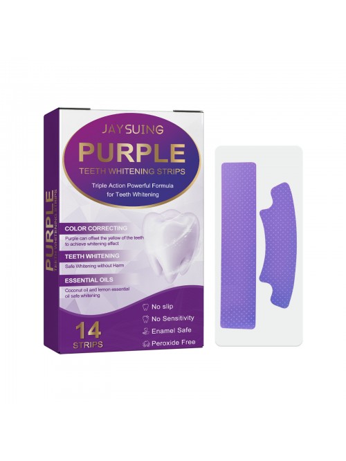 Purple natural whitening tooth strips (70 pieces in a value pack), natural plant extracts, whiten teeth quickly